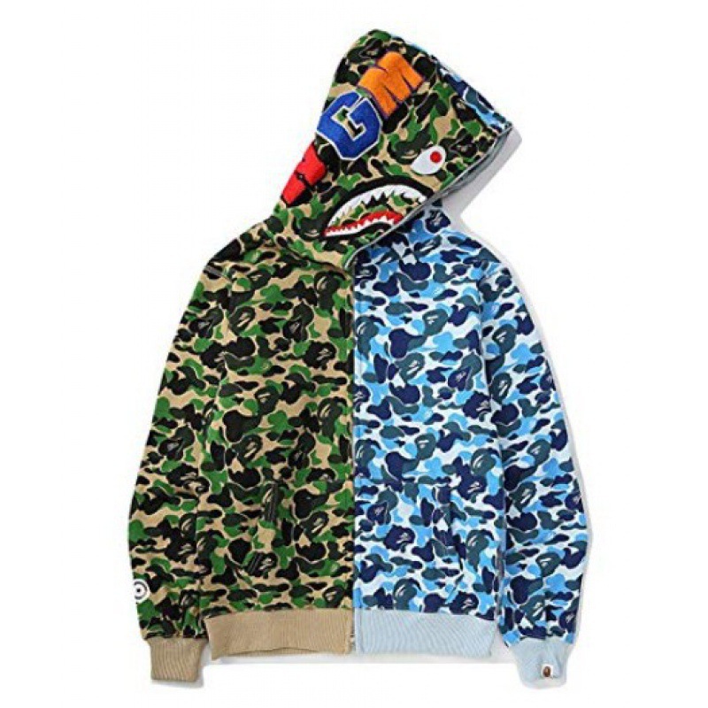 2025 [健康布] 3D デジタル印刷 Bape ブランド シャークヘッド スウェットシャツ メンズ カップル ジッパー カーディガン ベルト付き|undefined