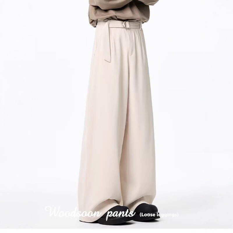 Cross-Border American Drape Trousers for Men, Spring and Summer New Wide-Leg Casual Trousers, Heavy Straight Fashion Trousers