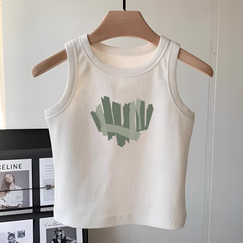 Girls' pure cotton white sleeveless T-shirt vest, summer style, fashionable and versatile camisole top for middle and older children, suitable for wearing alone.