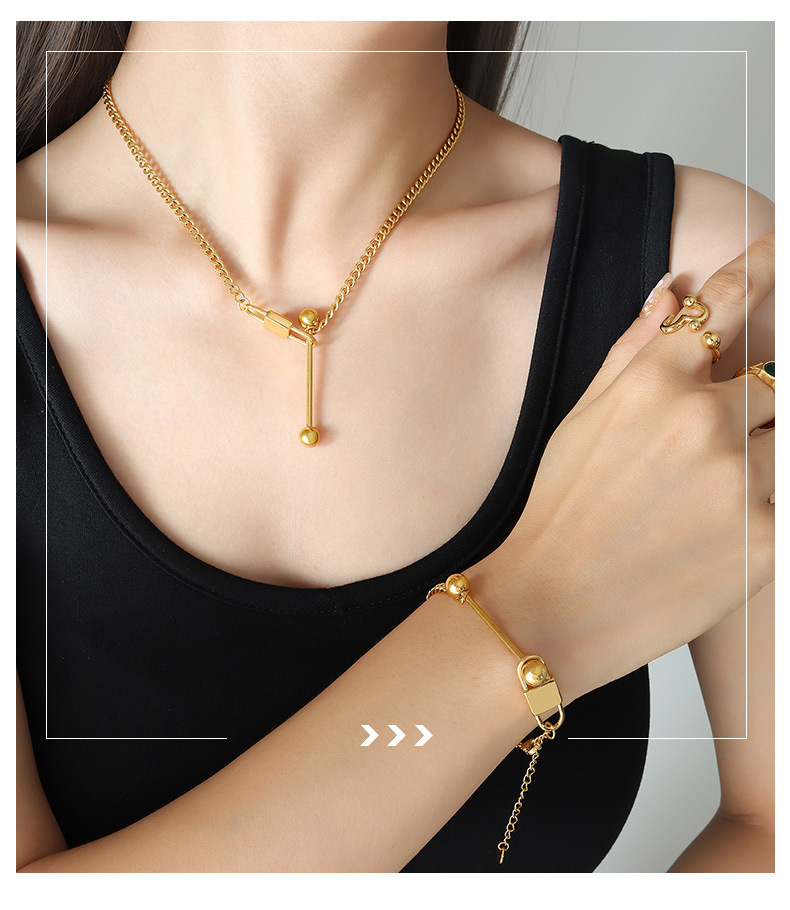 Fashion Lock Titanium Steel Bracelets Necklace