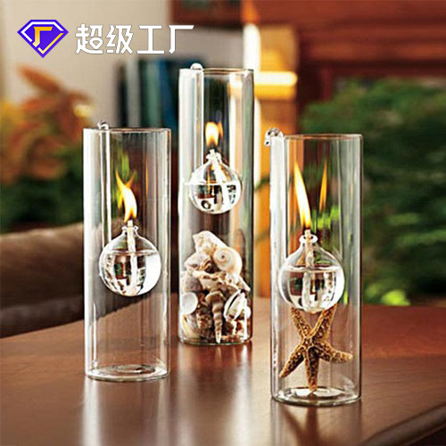 Creativo transparente hecho a mano candelabro de cristal gancho cilindro lámpara aceite Europea decoración del hogar decorativo Venta Directa fábrica al por mayor