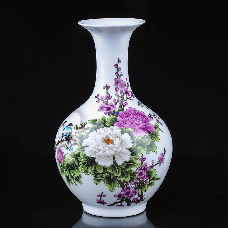 景德镇陶瓷器粉彩小花瓶客厅插花摆件现代家居酒柜玄关装饰品瓷瓶