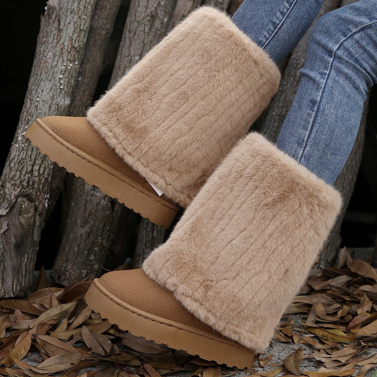 Transfronterizo 2025 nuevo engrosado de lana de invierno de moda caliente botas cortas botas de nieve de mujer comercio exterior