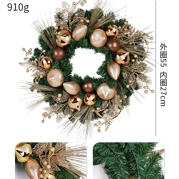 Decoraciones de Navidad guirlandas puertas colgadas pinos golden curry bolas de fruta roja red