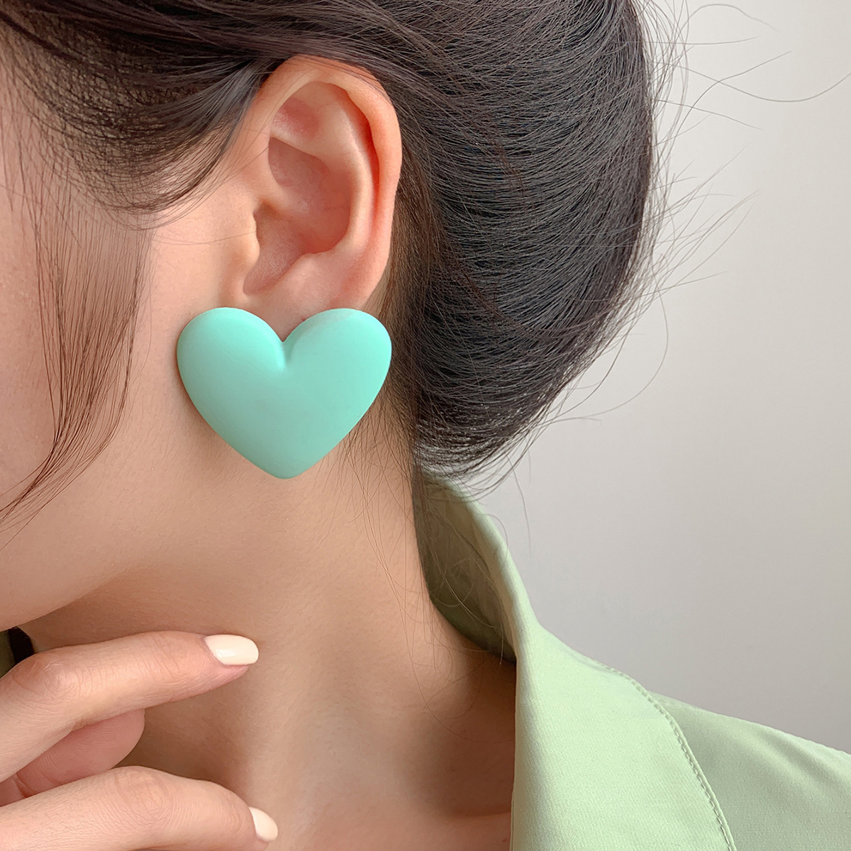 Geometric, Heart Shape Pattern Women'S Gender 1 Pair Fashion Geometric Heart Shape Arylic Hoop Earrings Ear Studs