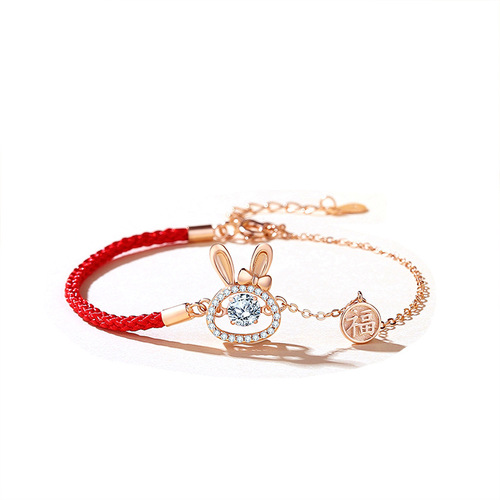 Original twelve zodiac smart bracelet for women sterling silver retro national trend zodiac red rope bracelet birth year dragon year hand ornaments