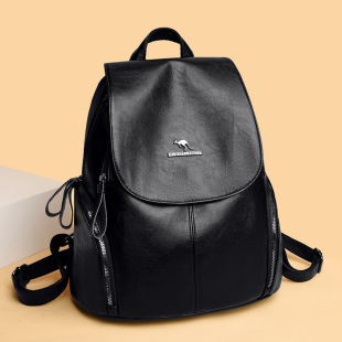 Foreign trade backpack for women 2024 New versatile fashion large capacity soft leather simple backpack for middle-aged moms travel bag
