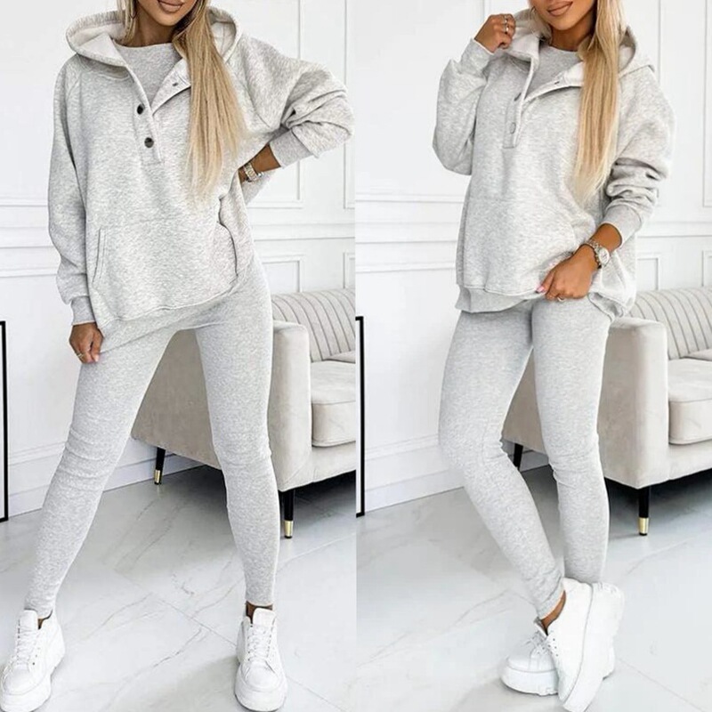 2026 Amazon Hot-Selling Women's Sporty Casual Hooded Sweatshirt, Thick Ribbed Slim-Fit Vest, and Pants Three-Piece Set 2026 Amazon Hot-Selling Women's Sporty Casual Hooded Sweatshirt, Thick Ribbed Slim-Fit Vest, and Pants Three-Piece Set