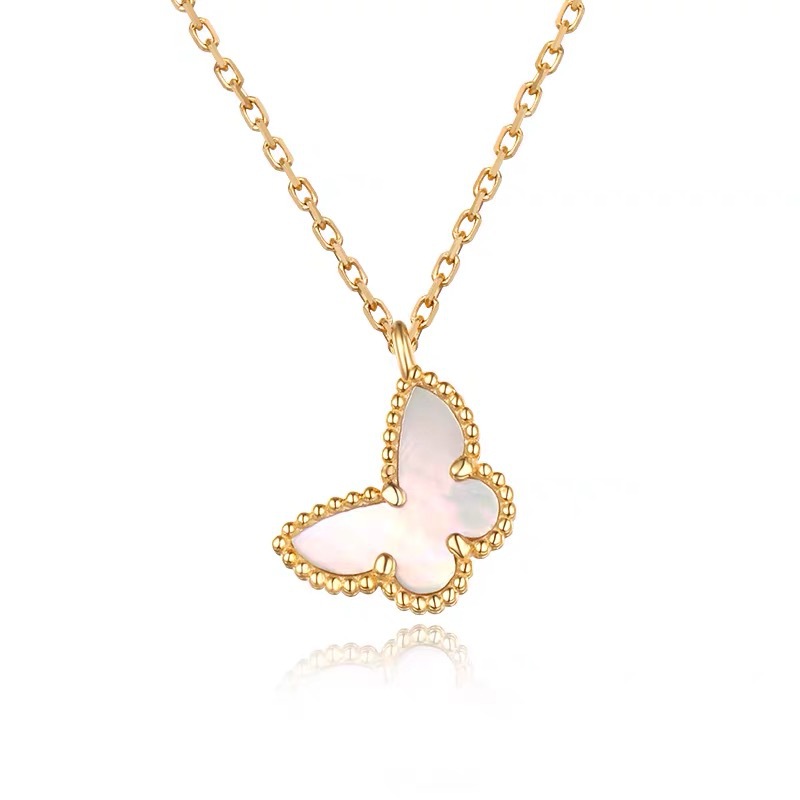 Collana da donna in madreperla bianca con piccola farfalla della serie Quadrifoglio Fanjia, leggera e di lusso, con clavicola di nicchia_voghion.com