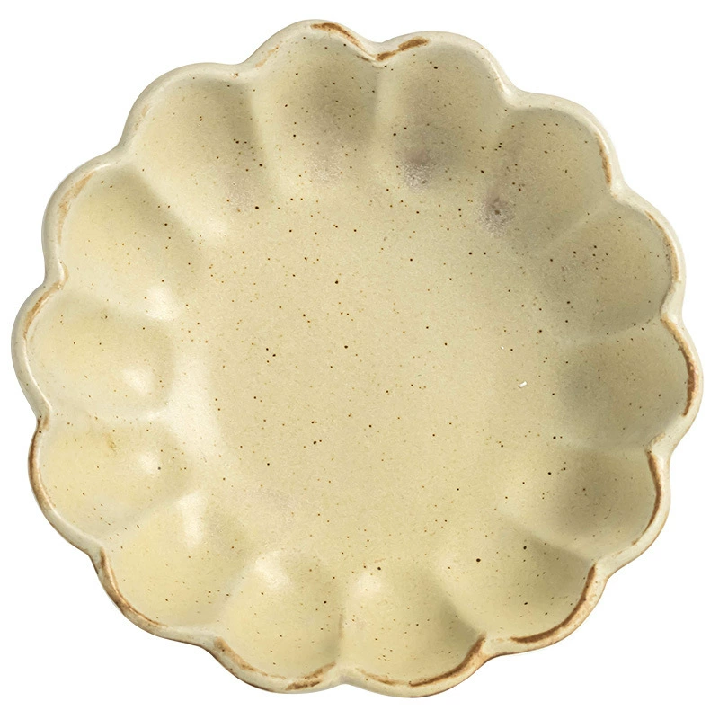 Ceramic Dinnerware Set Japanese Retro Style, Matte Yellow, Multi-Size Plates & Bowls