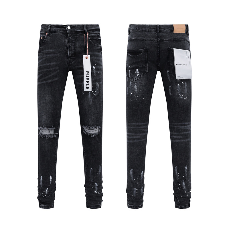 PURPLE BRAND JEANS美潮高街男士休闲破洞设计款修身显瘦牛仔长裤|undefined