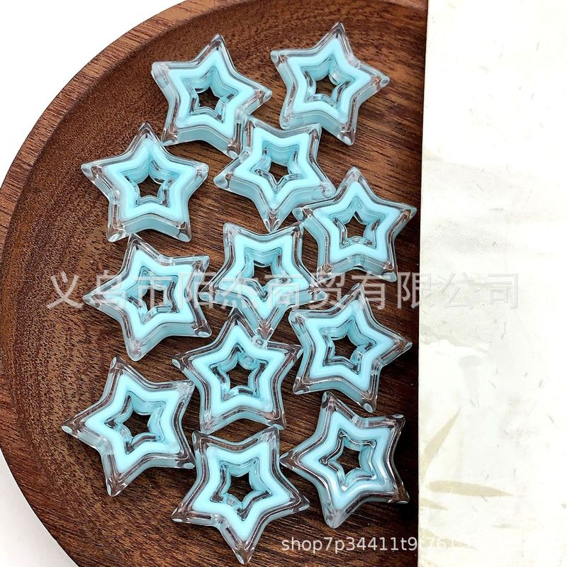 糖果色五角星镂空散珠 diy星星中珠串珠配件 手链项链手机链珠子|undefined