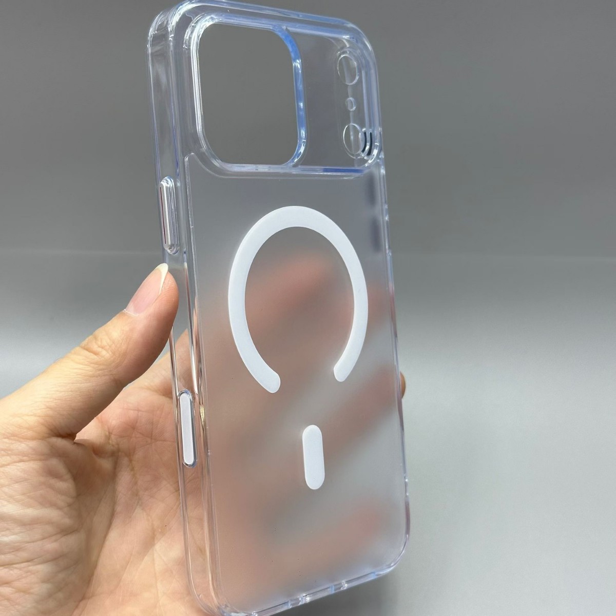 Aplicable para iPhone17 con botón capacitivo magnético para teléfono móvil Apple 17 Promax transparente esmerilado 2 en 1 image 5
