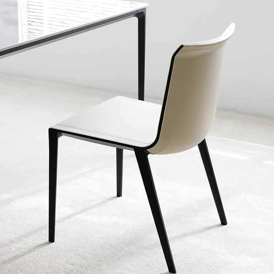 Italian Light Luxury Designer Simple Modern Negotiation Chair Hotel Living Room High-end Aluminum Alloy Charlotte Leather Dining Chair