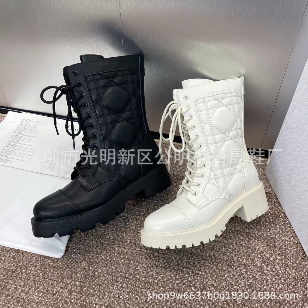 24秋冬迪家秋冬靴马钉靴时尚百搭女士新款时装走秀皮靴仙女瘦腿靴