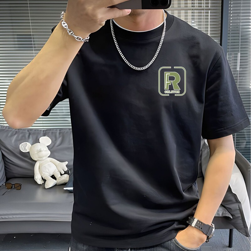 Short-sleeved T-shirt men's cotton loose round neck men's street fashion brand foreign trade T-shirt one-piece delivery