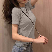 圆领纯色短袖t恤女2025夏季新款上衣韩版ins修身显瘦女装外贸批发