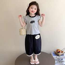 女童可爱边背心套装2026新款儿童夏季韩系无袖防蚊裤宝宝衣服