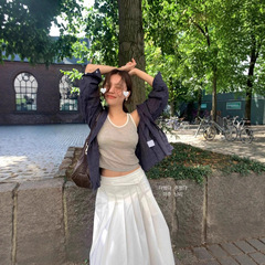现 tann*t棉质格纹长袖衬衫韩国设计师女装休闲高级慵懒韩系衬衣