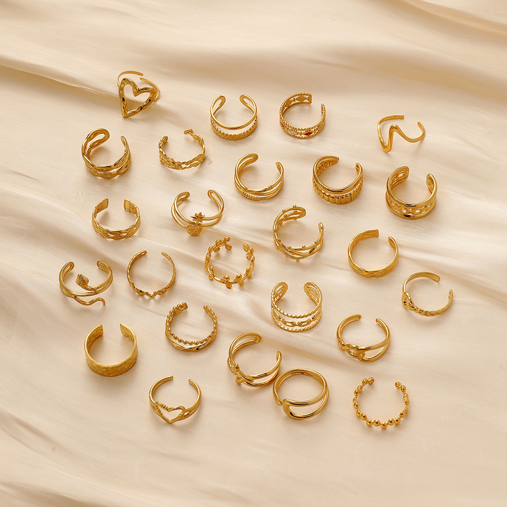 6g Weight Open Ring Classification Adjustable Ring Size 1 Piece Quantity Daily Occasion Stainless Steel Material Star, Heart Shape Pattern Women'S Gender Plating Design Simple Style Style Simple Style Star Heart Shape Stainless Steel Plating Open Ring 1 Piece 82