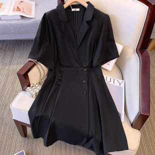Deformation strategy plus size women's chubby girl French temperament suit dress fashion royal sister style summer 2024 new