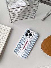 Blue Cherry Striped Film Soft Shell Case for Apple iPhone 15 Pro, 14 Pro/13 Pro/12, Hard Shell Case