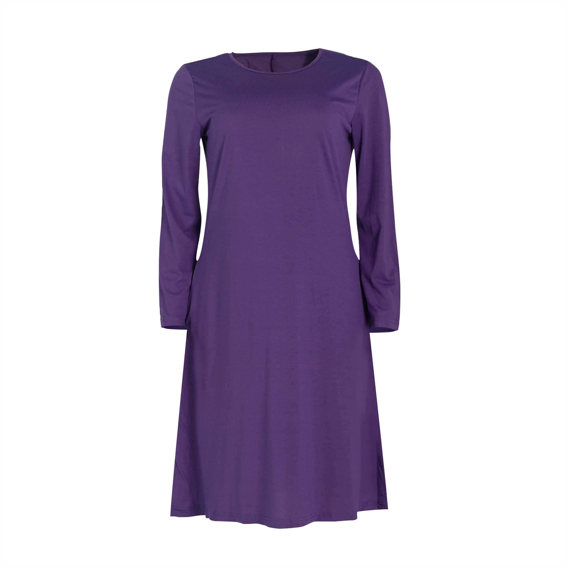 Women Clothing Dress Long Sleeve T-shirt Mid Solid Color Basic Summer Autumn