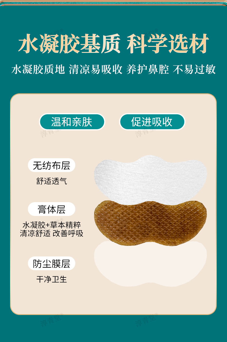 Cang Er Zi Nasal Patch Hydrogel Nose Relief Patch 6 Patches per Box for Adults and Children in use