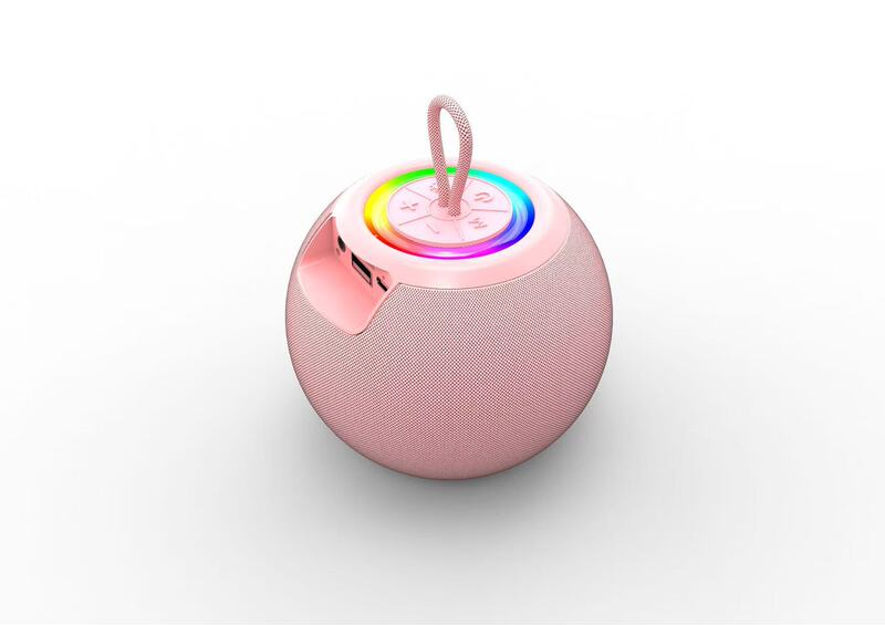 新しいクロスボーダーファブリックラウンドクリエイティブギフトポータブルデスクトップRGBライト屋外サブウーファーBluetoothスピーカー|undefined