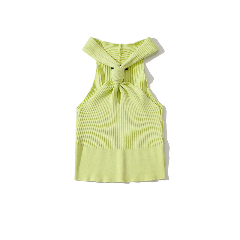 Spice Girls Pure Desire Wind Kink Neck Vest Summer Knitted Sleeveless Bottoming Shorts Slimming Top