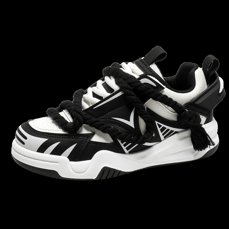 Novos sapatos esportivos masculinos de outono de 2024, sola grossa e antiderrapante, versão coreana, moda moderna, design de nicho, sapatos de pão_voghion.com