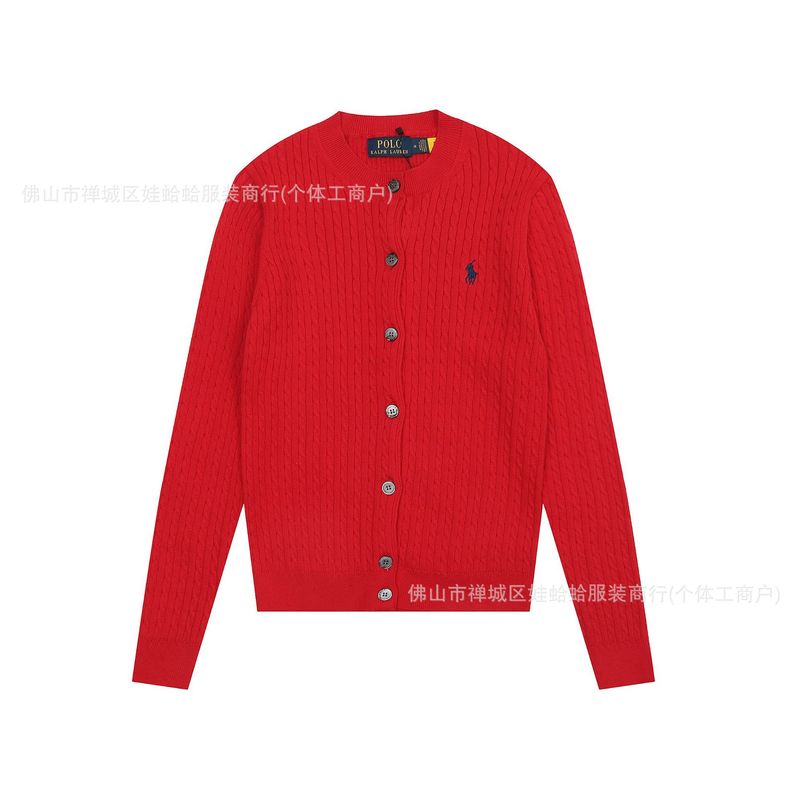 马标拉夫劳伦 女装小麻花针织开衫 修身经典款polo 纯色圆领外搭|undefined