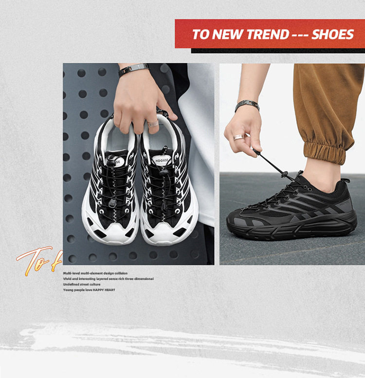 Giày thể thao nam cỡ lớn mũi rộng bàn chân bè, lưới thoáng khí đế dày giảm chấn, gót 3-5 cm — 9906 trắng đen, 9906 đen xám, 9906m Nâu chi tiết 2