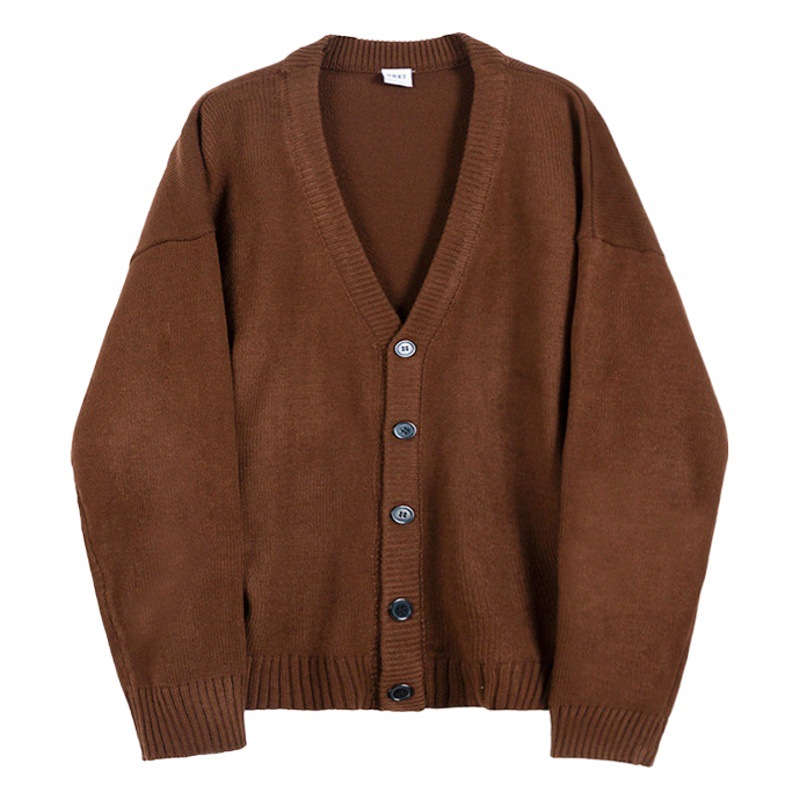 Suéter de punto estilo money old de MYQ para hombre, suéter holgado de gran tamaño, chaqueta cárdigan de punto de color sólido con cuello en V y botonadura sencilla para hombre.