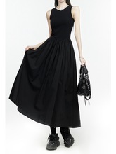 韩版简约黑色连衣裙女小众设计吊带背心无袖长裙夏季小个子其他