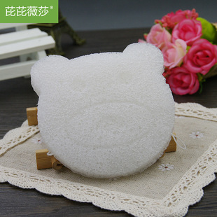 Wholesale konjac bath sponge bath cotton children's white scrub bath ball bath wipe face puff