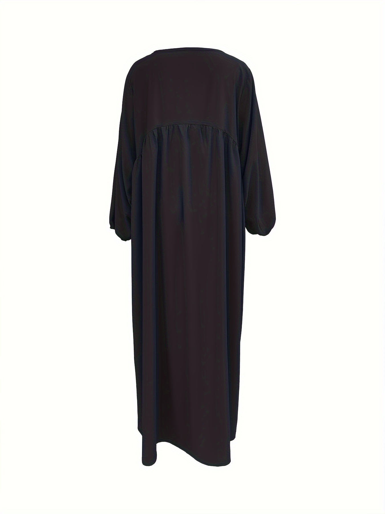 2025 New Cross-Border Middle Eastern Arab Women's Clothing: Patchwork Long-Sleeved Solid Color Loose Dress For Women_ecoleips.com