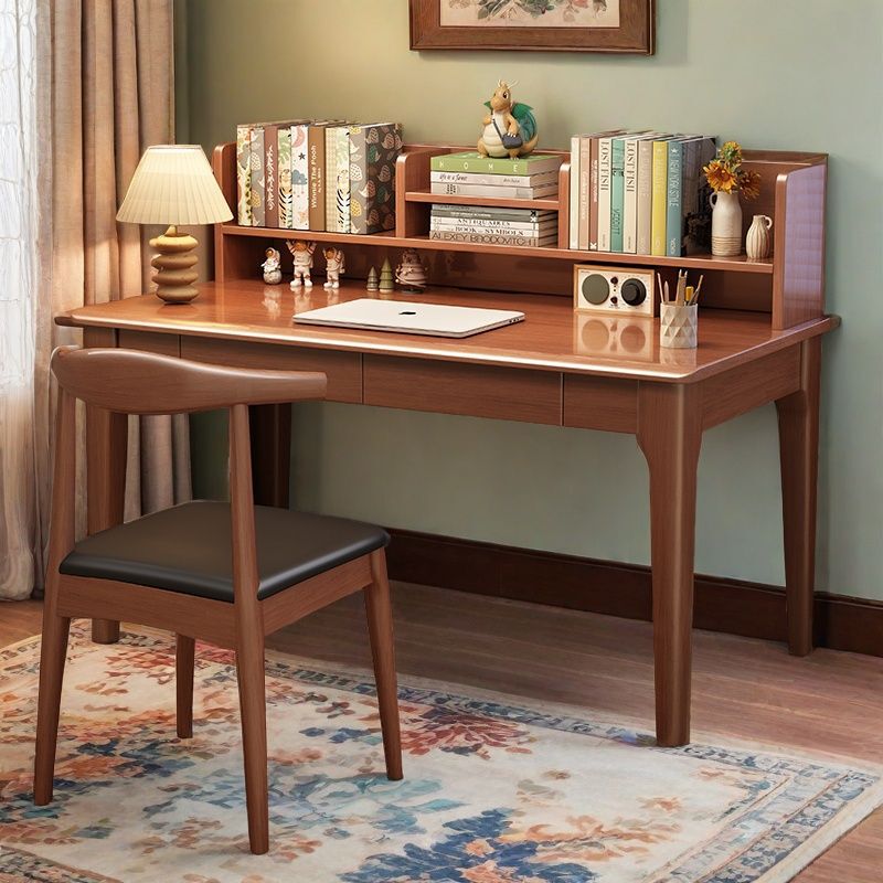 Solid Wood Desk with Bookshelf Combination, Small Apartment Student Study Desk, Width 40/50/60cm, Home Bedroom Computer Desk Solid Wood Desk with Bookshelf Combination, Small Apartment Student Study Desk, Width 40/50/60cm, Home Bedroom Computer Desk