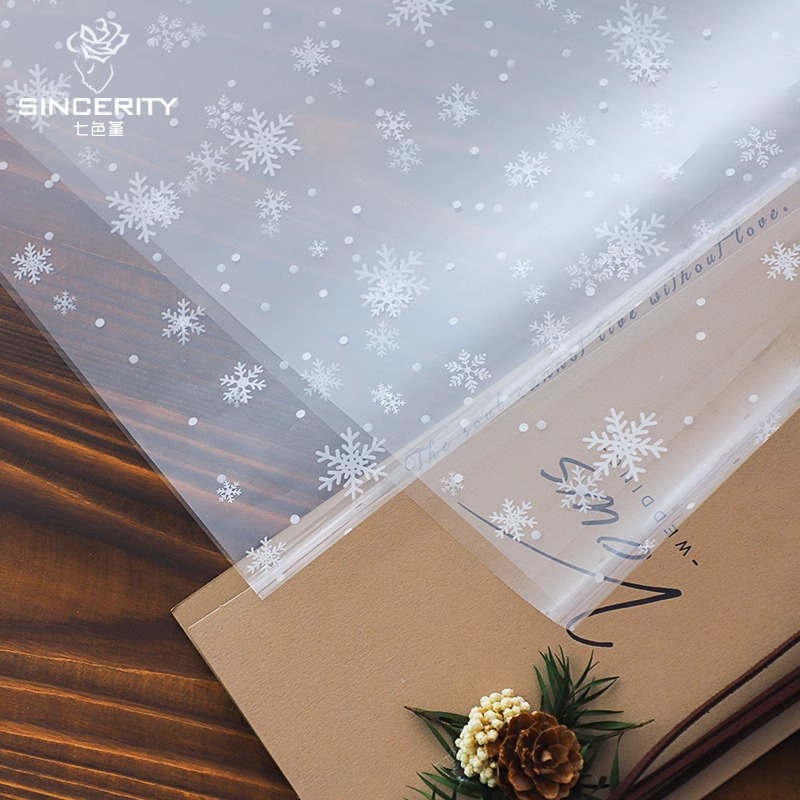 Papel de embalaje de Navidad de siete colores de cordierita, papel de vidrio de nieve, manzana de paz, embalaje de regalo, papel de embalaje de manzana impermeable