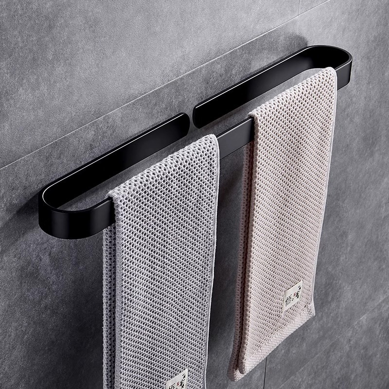 Bathroom Towel Rack, No-Drill Space Aluminum Thickened Bathroom Toilet Nail-Free Towel Bar Single Rod Storage Rack