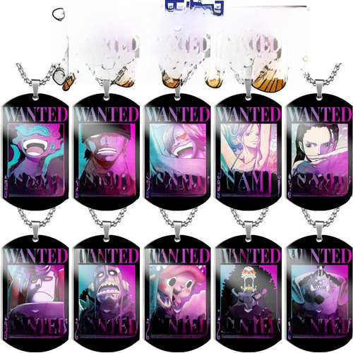 海贼王航海王路飞30亿悬赏令通缉令太阳神尼卡彩印不锈钢项链狗牌