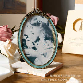 古典花朵复古卧室书房装饰画摆画法式美式相框挂画桌面金属相框