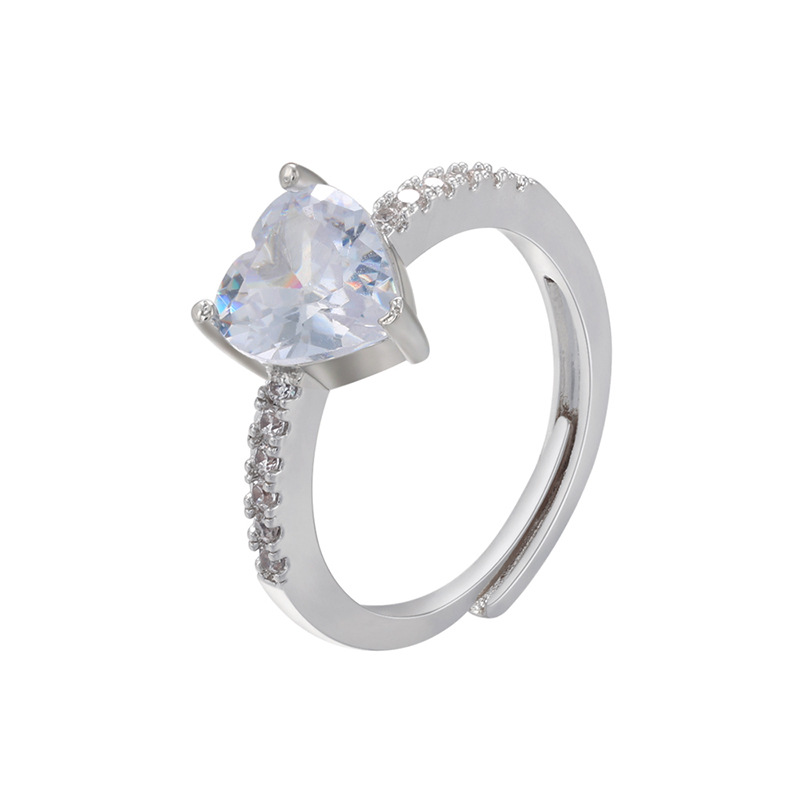 Women'S Gender Plating Design Fashion Heart Shape Copper Zircon Open Ring In Bulk