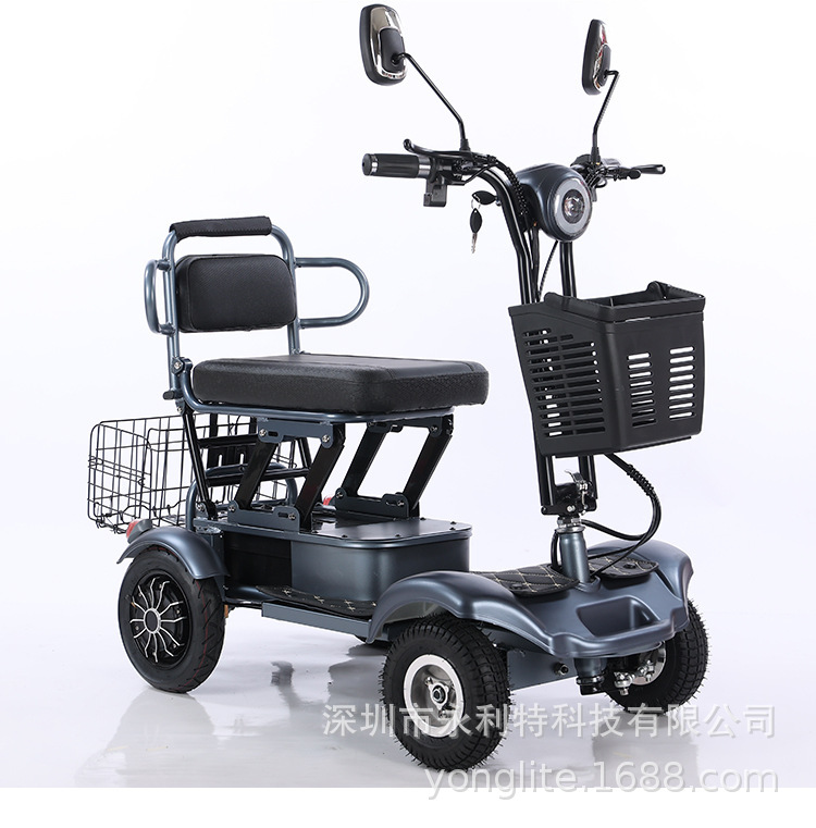 10 Electric Four-Wheeled Mobility Scooters for the Elderly, Foldable, Suitable for Daily Commuting, Motorcycle-Style Four-Wheeler, Sightseeing Vehicle