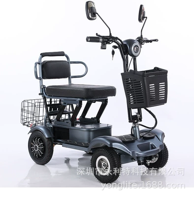 10 Electric Four-Wheeled Mobility Scooters for the Elderly, Foldable, Suitable for Daily Commuting, Motorcycle-Style Four-Wheeler, Sightseeing Vehicle (Qatlanan elektrik velosipedlər) - 48v12ah-four-wheeled-vehicle