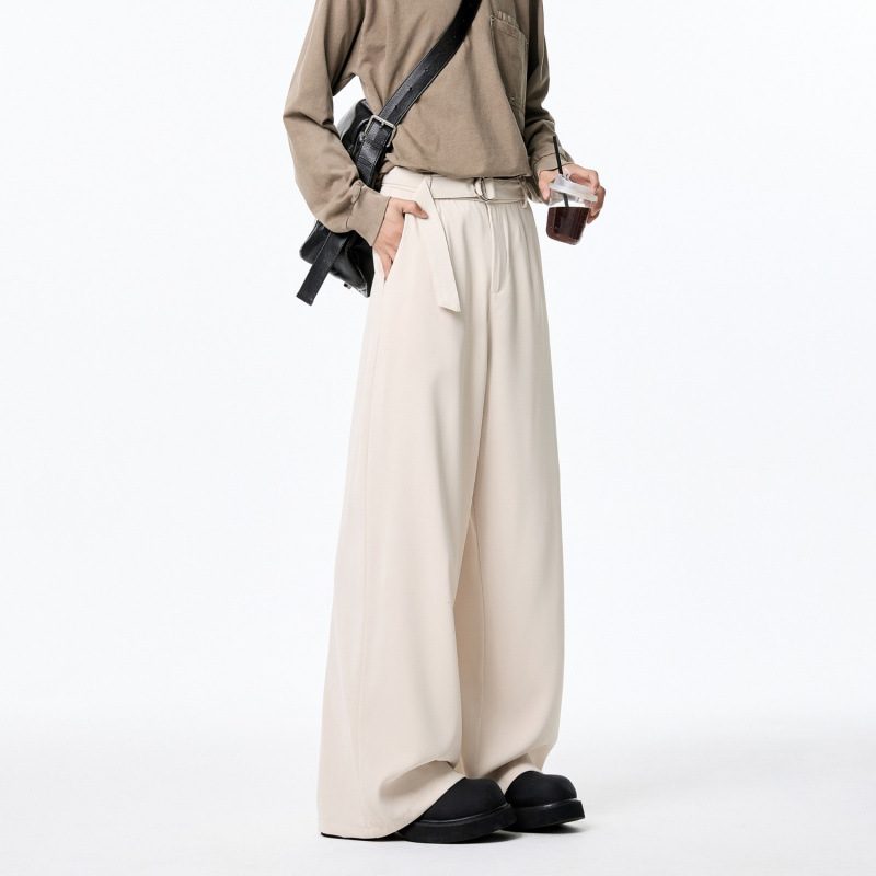 Straight Casual Trousers for Men 2025 Spring New Style High-End Loose Wide-Leg Draped Straight Trousers