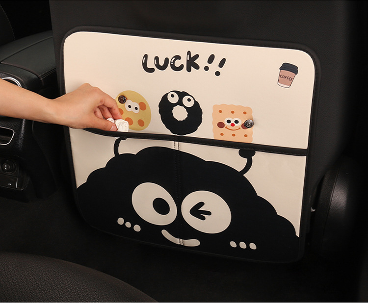 Car Seat Back Anti-Kick Pad Storage Bag Kidsren's Anti-Kick Pad Cartoon Cute Briquettes Car Rear Anti-Kick Anti-Fouling Pad