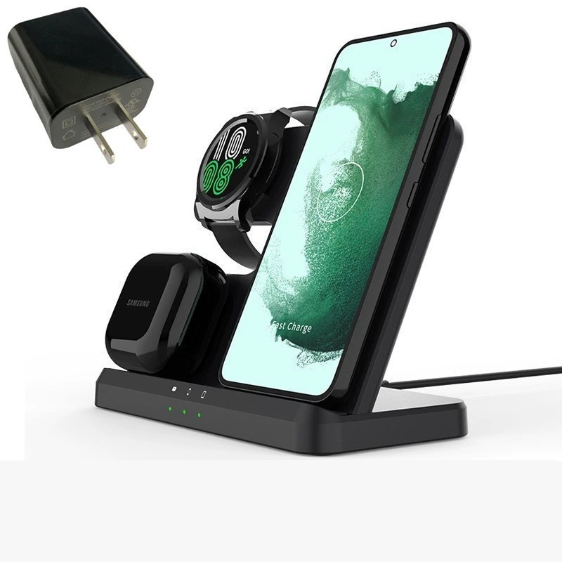 Tres en uno cargador inalámbrico multi-función soporte de carga rápida de escritorio adecuado para Samsung teléfono móvil reloj auricular base