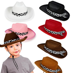 Children's Cow Border Western Cowboy Hat Carnival Party Kidsren's Pink Knight Hat Holiday Cos Hat
