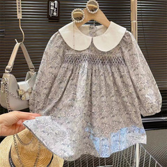 韓版新款2024春秋新款女童公主時尚洋氣百搭長袖連衣裙L55013